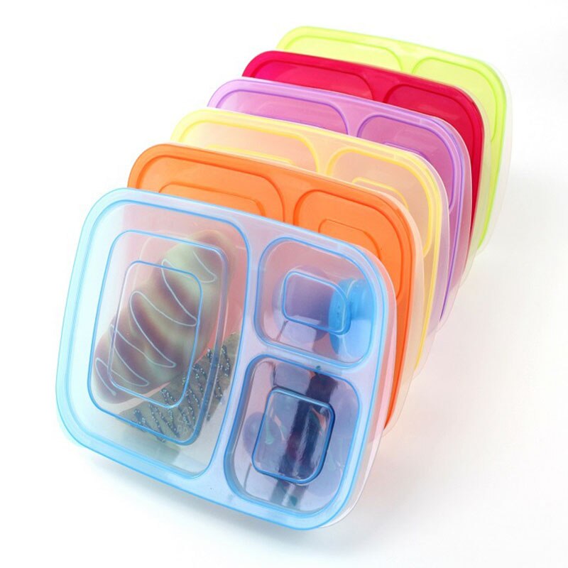 Draagbare Magnetron Bento Lekvrije Lunch Box Met Deksel 3 Compartimenten Voedsel Container Picknick School Opbergdozen Voor Kids volwassen