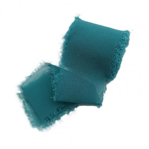 Verzwakte Randen Rimpel Chiffon Zijden Lint Bruiloft Bloem Boeket Wrap Decor Prop Diy Kleding Naaien Stof Diy: Peacock Blue