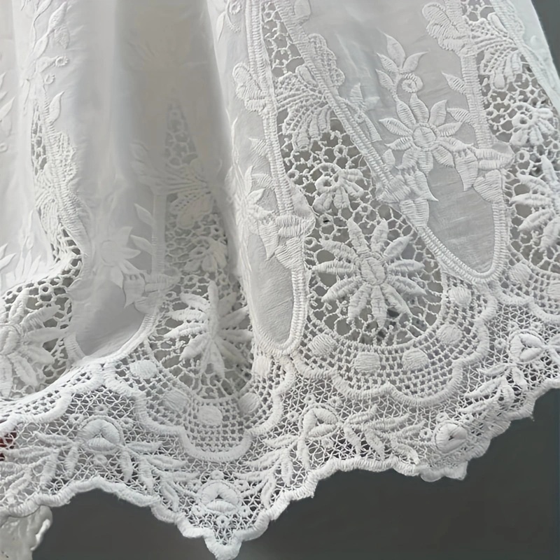 1 yard witte geborduurde kledingstof kant 48cm holle borduurstof kledingrok DIY naaiaccessoires