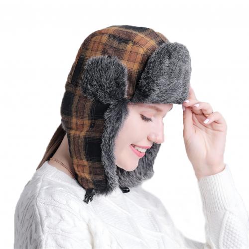 Gorro grueso de invierno para hombre y mujer, gorra Bomber rusa con orejera a cuadros, transpirable, frío, cálido, para ciclismo, turismo, Ushanka: YELLOW