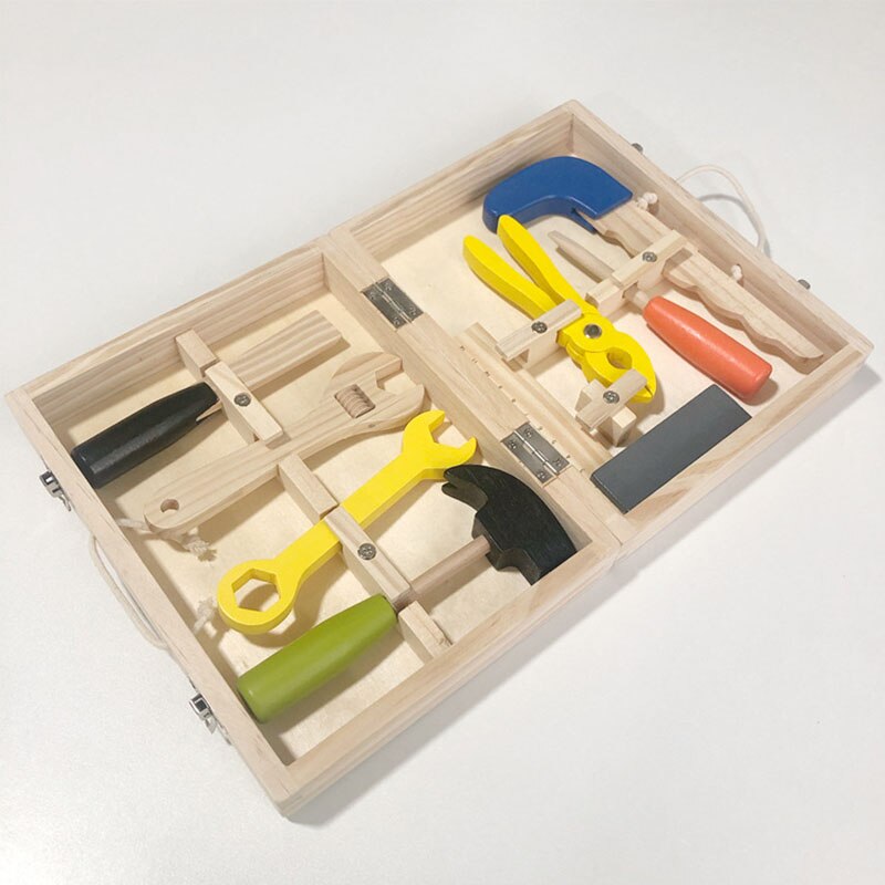 Holz Werkzeug Bausatz einstellen Spielzeug Baby Reparatur Simulation Faltbare Tragbare vorgeben abspielen Werkzeug Kasten Für freundlicher