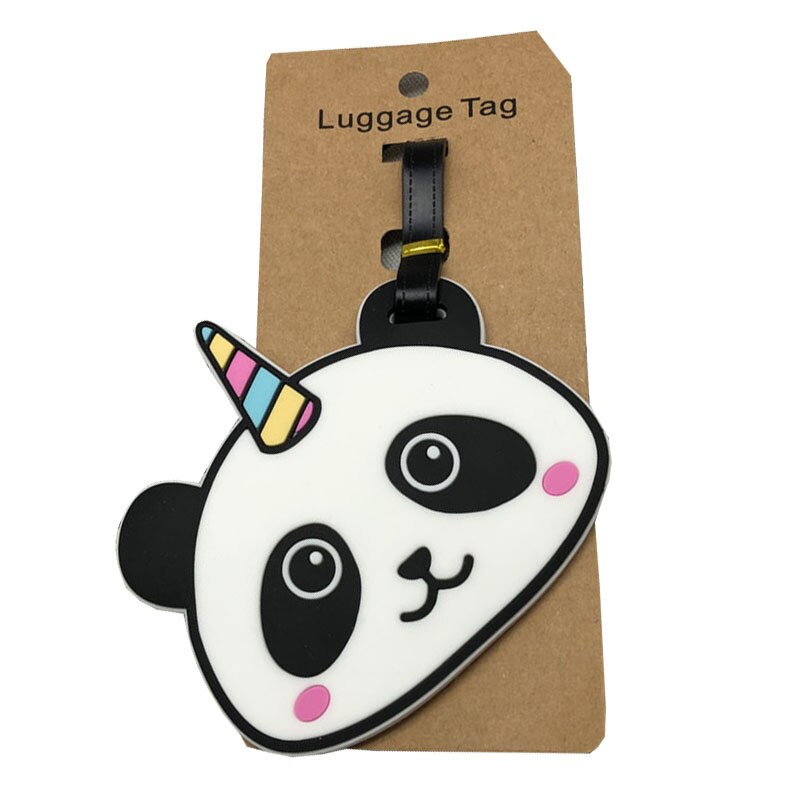 Accessoires de voyage Panda étiquette à bagage Animal dessin animé Gel de silice valise ID porte-adresse bagage sac d'embarquement étiquette Portable: 4