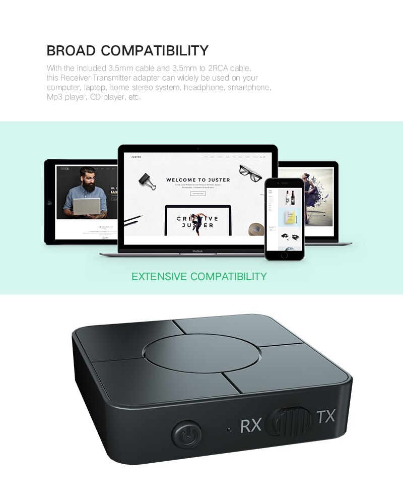 Bluetooth 5.0 Audio Receiver Transmitter 3.5mm AUX Jack USB Dongle Wireless Adapters Handsfree Call Mic For Car TV PC Speaker