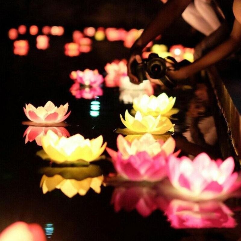 Flower Lamp LED Floating Flower Lamps Decor On Water Swimming Pool Garden Light Garden Tank Pond Decorations