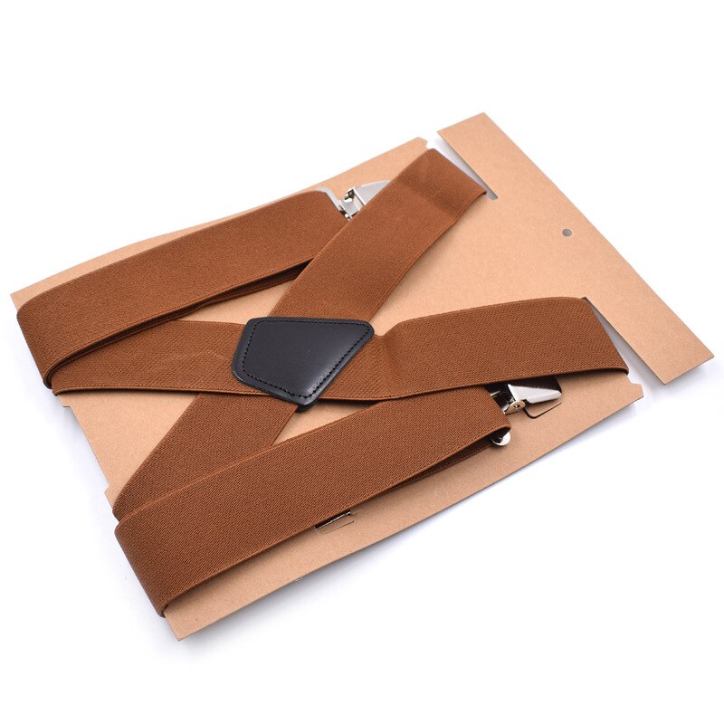 Tirantes de 5cm para hombre, pantalones de motorista de alta resistencia, elásticos, 4 Clips, MX8: Beige
