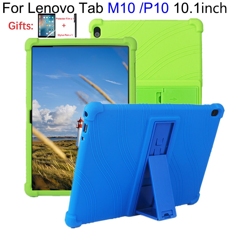 Étui souple en silicone pour Lenovo tab M10 TB-X605F onglet TB-X505L P10 TB-X705F TB-X705L 10.1 pouces tablette PC étui de protection + Film + stylo