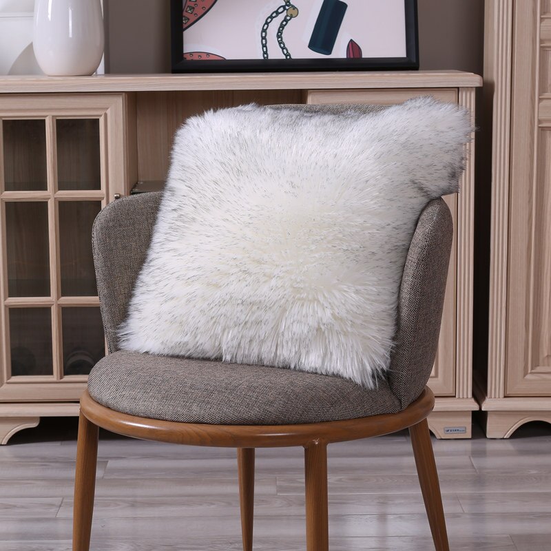 Faux Fur Fluffy Pluche Zachte Sofa Sierkussen Cover Kussen Case Solid Home Decor Woonkamer Slaapkamer: WHITE