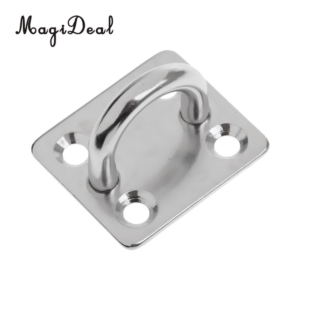 MagiDeal Heavy Duty 304 Stainless Steel Pad Eye Plate 5mm 6mm 8mm Square Plate Shade for Marine Rowing Boat Sailboat Application