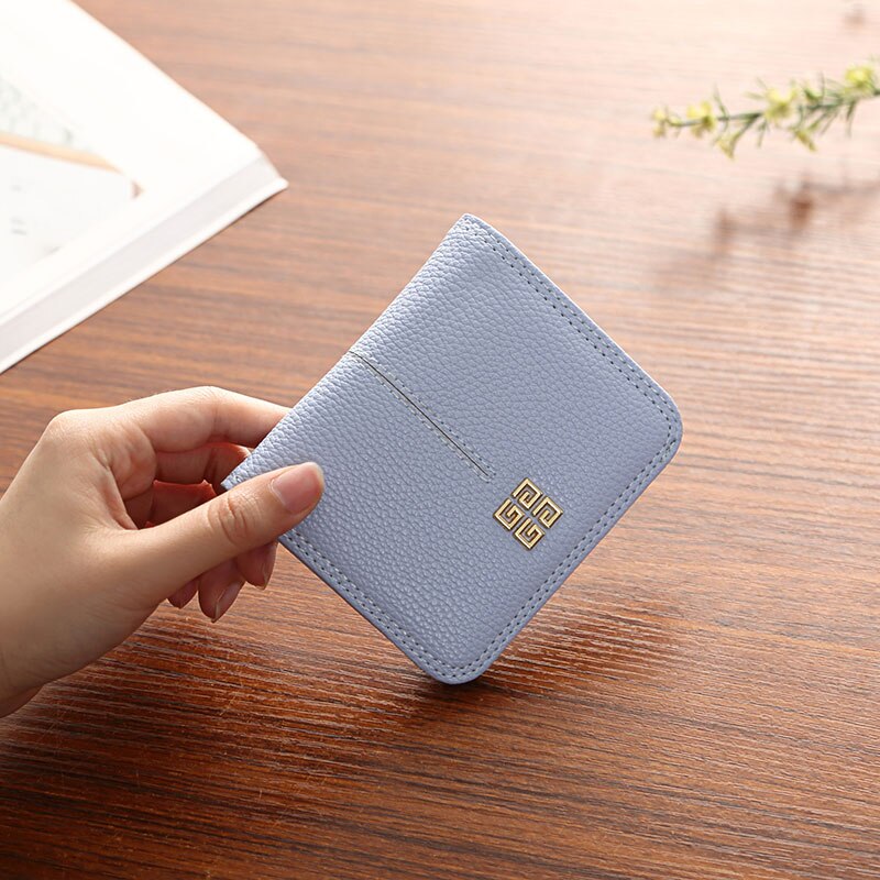 Neue Leder Frauen Brieftasche Haspe Kleine und Dünne Münze Tasche Geldbörse Frauen Brieftaschen Karten Halfter Luxus Brieftaschen Geldbörse: Blau kurz