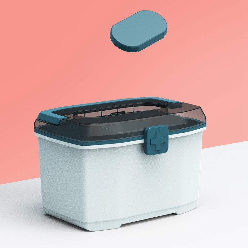 Storage Box First Aid Box Organizer Double-Layer Multi-Functional Portable Medicine Cabinet Family Emergency Box