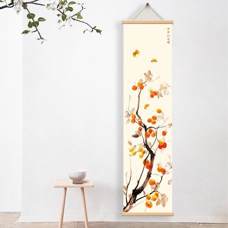 Chinese Bird & Flower Tapestry Wall Hanging, Vertical Scroll Ink Art for Boutique Hostel Tea Room Background House Decor