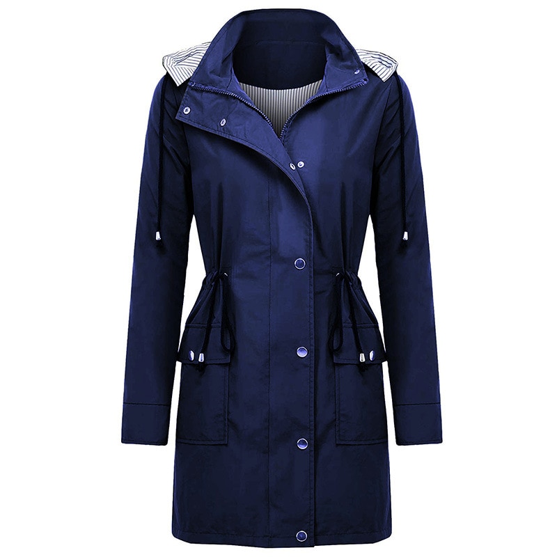 Gabardina impermeable con capucha para mujer, chaqueta de lluvia con capucha desmontable activa para exteriores, para acampar, senderismo, viajes y otros