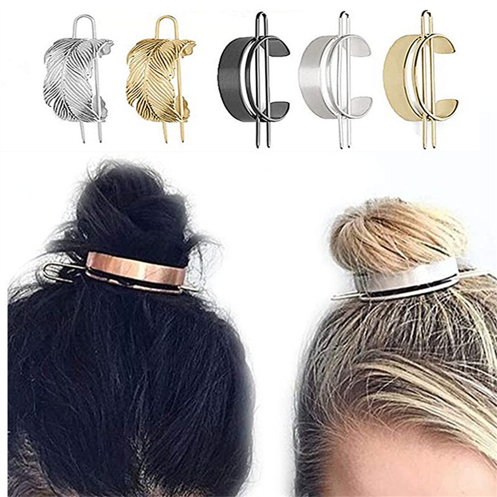 Horquilla de Metal para el pelo para mujer, pasador Simple, soporte para cola de caballo, accesorios para el cabello para niña, estilo femenino
