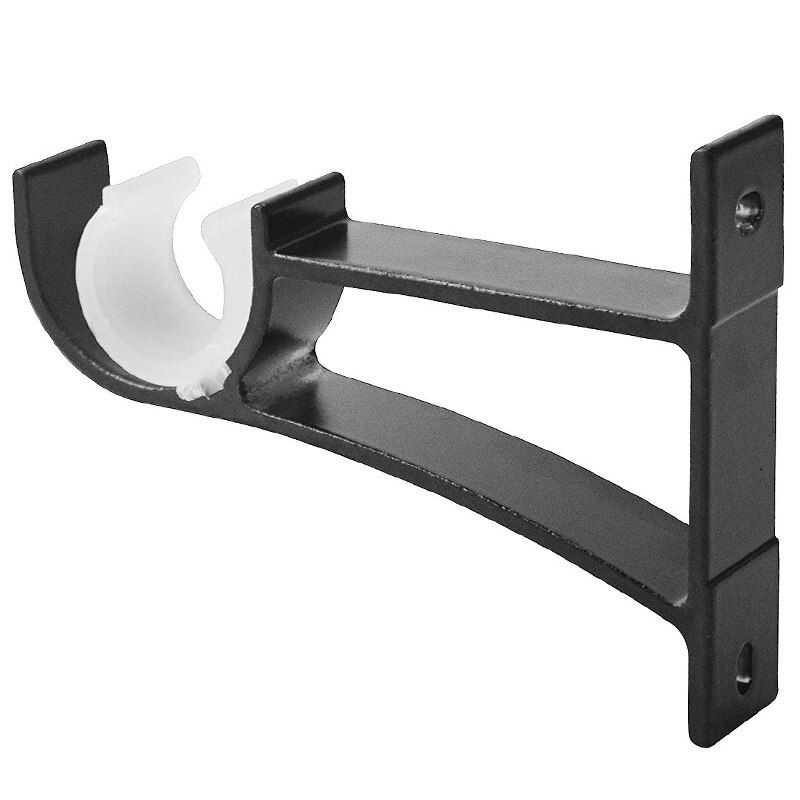 4 Pack Single Curtain Rod Brackets for Drapery Rod Aluminum Alloy Heavy Duty Curtain Rod Holders (Black)