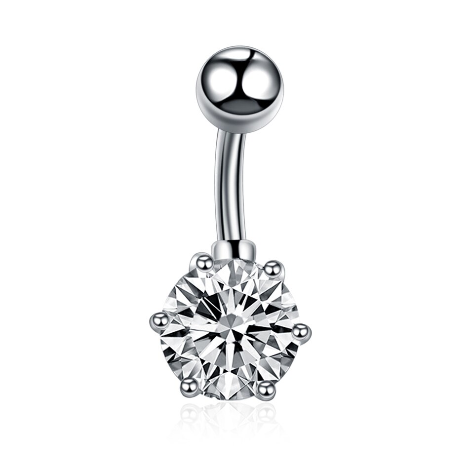 1 PC Silver Crystal Surgical Steel Navel Piercing Heart Zircon Belly Button Rings Women Belly Button Piercing Ombligo Pircing: Style 11