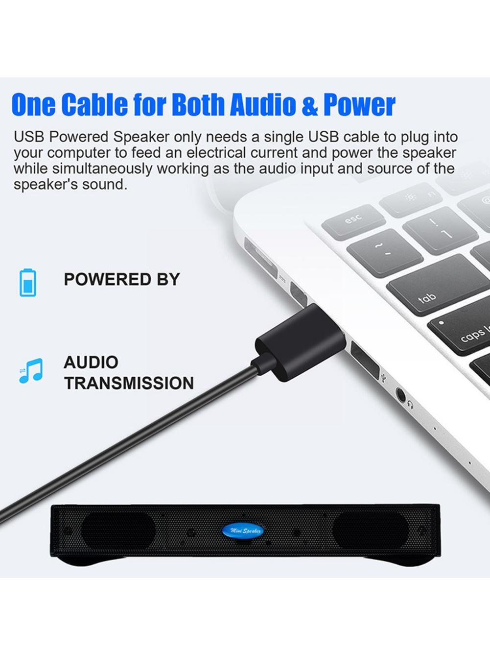 Portable Stereo Bass Sound Usb Soundbar External Computer Speaker With Usb Cable For Desktop Pc Laptop B6w1