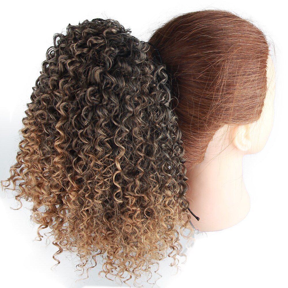Extensiones de coleta de pelo rizado Afro, coletas de pelo rizado natural con cordón: T1B / 30