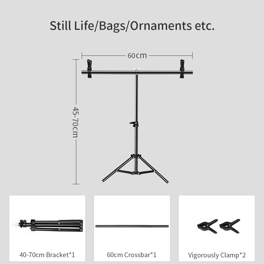 T-Vorm Achtergrond Ondersteuning Stand Met Krachtig Klem Systeem Achtergrond Frame Beugel Voor Foto Studio Metal Photo Achtergrond: 60x70cm Stand