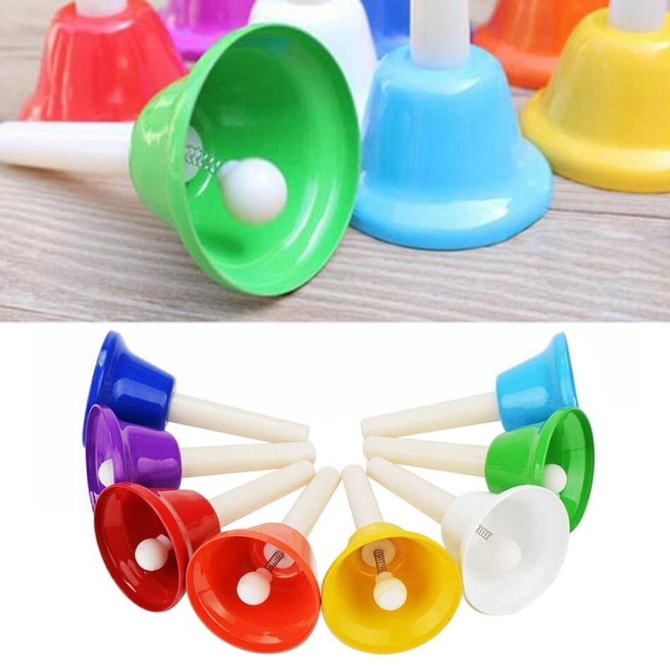 Handbell Hand Bell Acht-Tone Note Kleur Kinderen Muziek Speelgoed Slaginstrument Octaaf Klasse Bel Metalen Bel Tafelbel