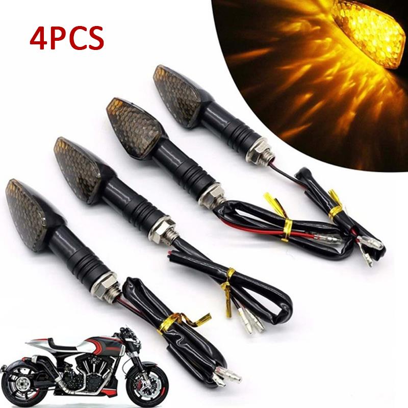 4/2/1Pcs Universal Motorcycle Bike Led Amber Richtingaanwijzer Zwaailichten Indicator Lamp Blinker Motorfiets Verlichting accessoires: B 4Pcs