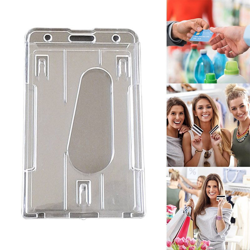 Clear Transparent ID Card Holder Protector Cover Case for Employee Badge Cards
