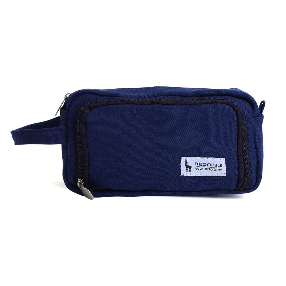 Jianwu 1Pc Solid Eenvoud Grote Capaciteit Potlood Tas Leuke Student Hoge Capaciteit Etui Kawaii Opbergtas Schoolbenodigdheden: Dark blue