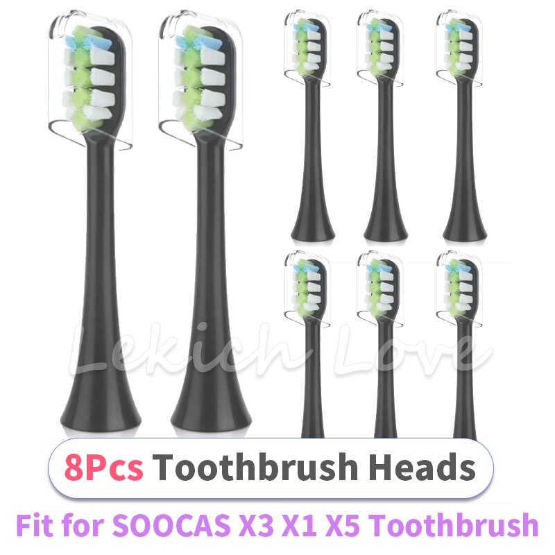 Til soocas  x3 x1 x5 elektrisk tandbørste udskiftning til xiaomi soocas  x3 tandbørstehoveder med beskyttelsesovertræk: 8 stk-model tre