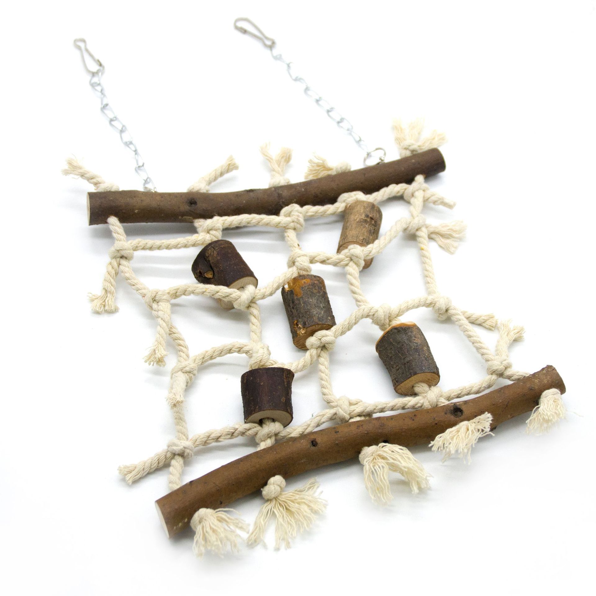 1 Uds divertido cuerda de cáñamo y de madera soportes para loros Columpio de pajaros de juguete accesorios loro mascota Juguetes