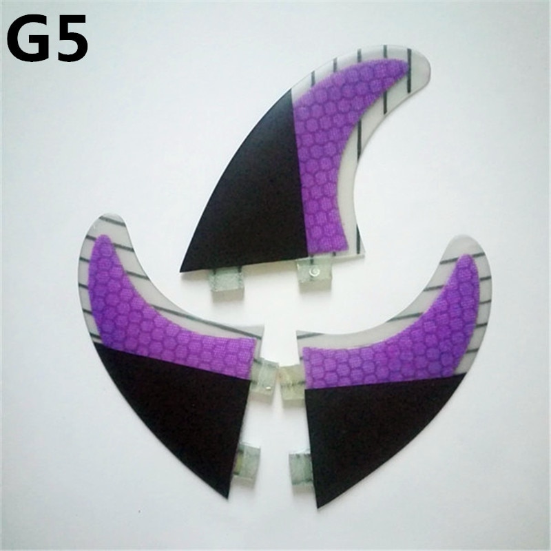 Aletas de surf FCS G5 para tabla de surf, tabla sup, panal de fibra de vidrio, cuñas, aletas tri set, tabla de surf, tabla de surf, almohadilla trasera: violet
