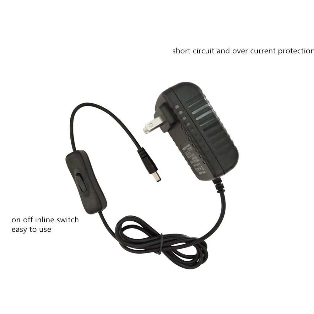 Led Voeding Adapter met Inline op uit Schakelaar voor 12V 3528 Led Light Strip (8.2ft maxlength) of 5630 5050 Led Strip ST332