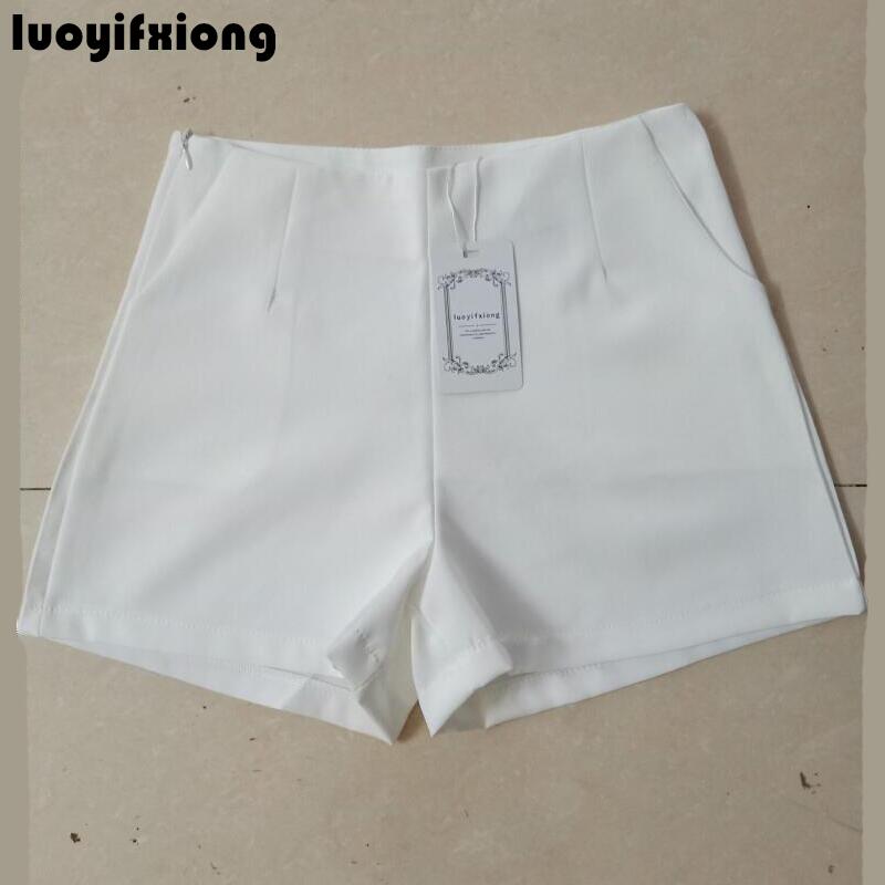 Sommar kvinnor shorts kjolar hög midja casual kostym shorts svart vit kvinnor korta byxor dam shorts