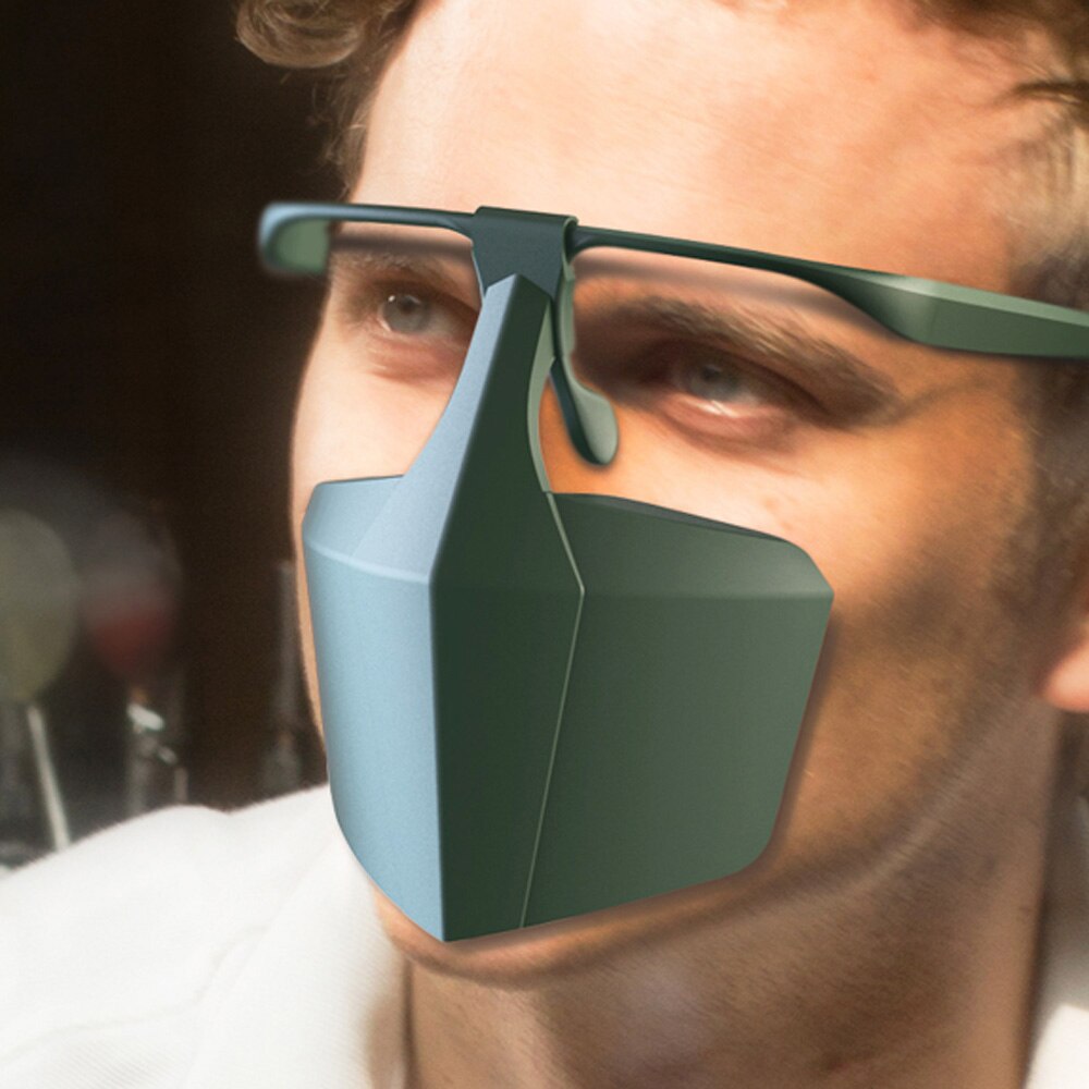 Ansigtsdæksel anti-tåge stænksikker støvtæt ansigtsbeskyttende betræk anti spyt genanvendelig anti briller tåge udendørs: Grøn