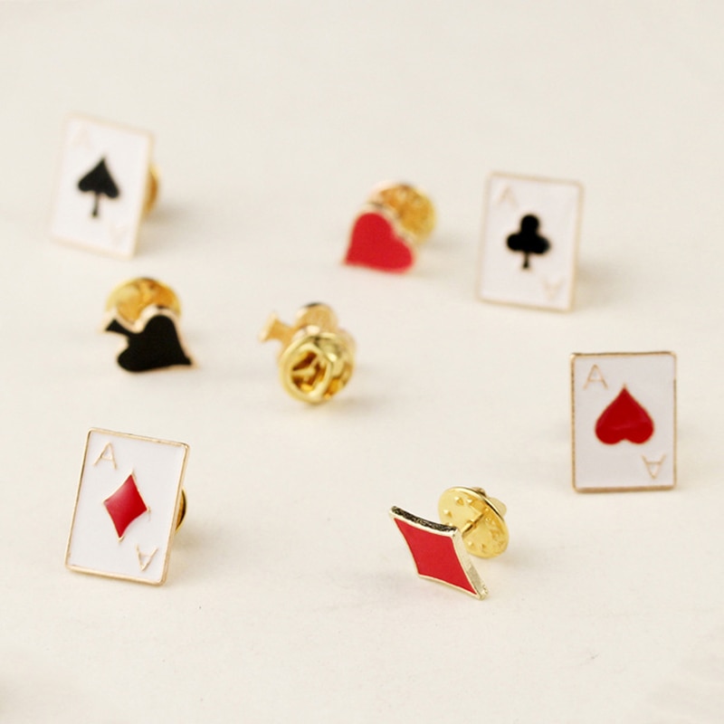 Mooi model poker stijl booch kleine legering metalen kraag bloem perzik hart doos kraag clip kleding decoratie 1 st/zak