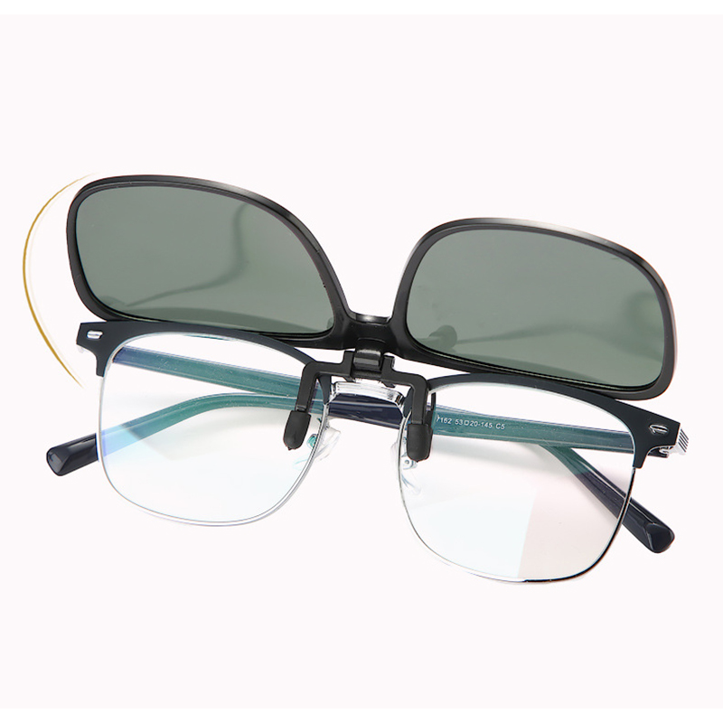 Polarized Clip Sunglasses Square Myopia Glasses Clip Driving Fishing Outdoor Cycling Night Vision Clip-on Goggles Eyeglasses