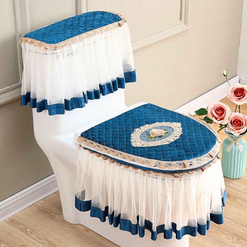 3 Teile/satz Wc Sitz Ring Wc Pad Verdickt Warme Wc Europäischen hoch-Klasse Wc Sitz Abdeckung einstellen: Stil B-Blau