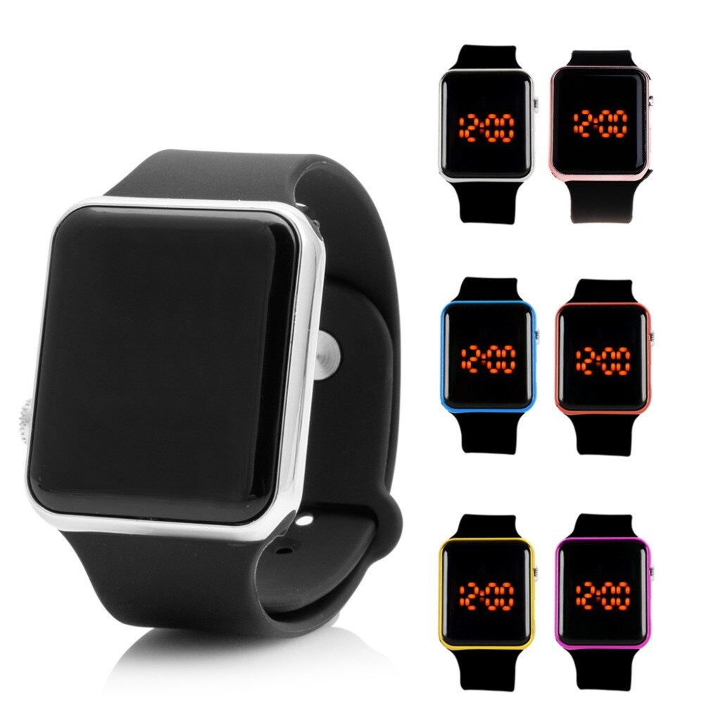 JAVRICK Mannen Vrouwen Siliconen LED Sport Horloge Digital Armband Unisex Horloges Zwart