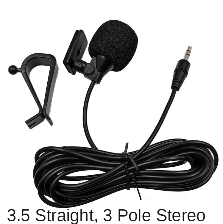 Microphone de voiture Audio Navigation Clip filaire fils externes micros automatiques Radio 3m de Long micro stéréo 3.5mm Mono 2.5mm SM Lotus Jack Plug: GRIS