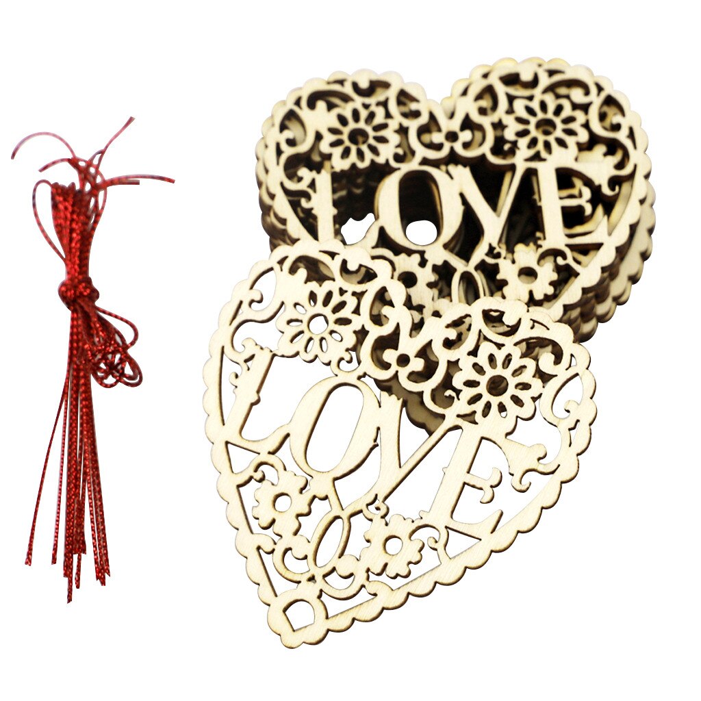 Fournitures de mariage festives en bois, décoration en cœur creux pour la saint-valentin, amour: B