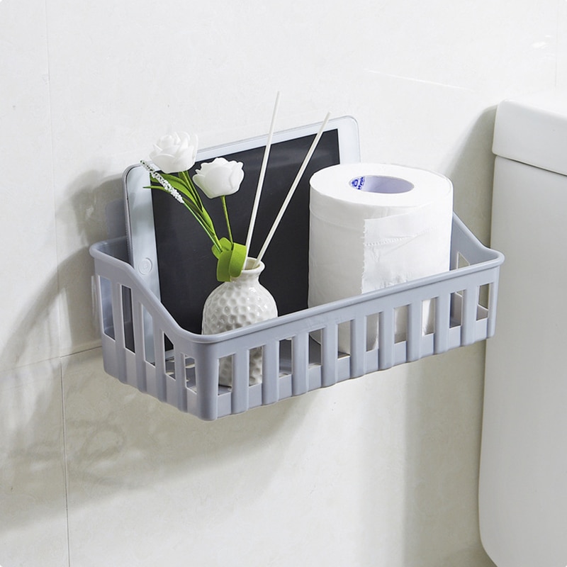 Wall Mounted Bathroom Storage Rack Plastic Bathroom Shelf Organizer for Shower Shampoo Holder Home Kitchen Rack Organizer