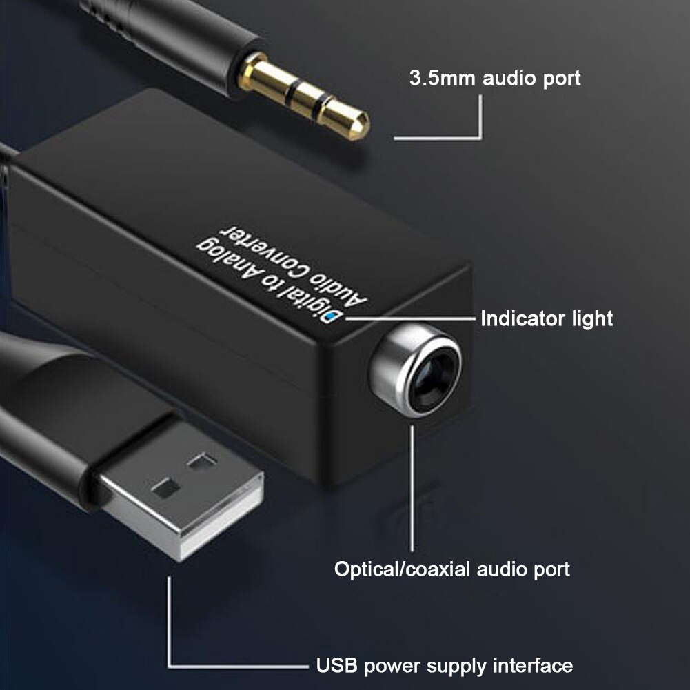 Convertisseur audio numérique DAC D15, convertisseur audio analogique/optique/coaxial, 3.5mm, adaptateur décodeur USB, adapté pour HDTV, DVD, smart TV, décodeur