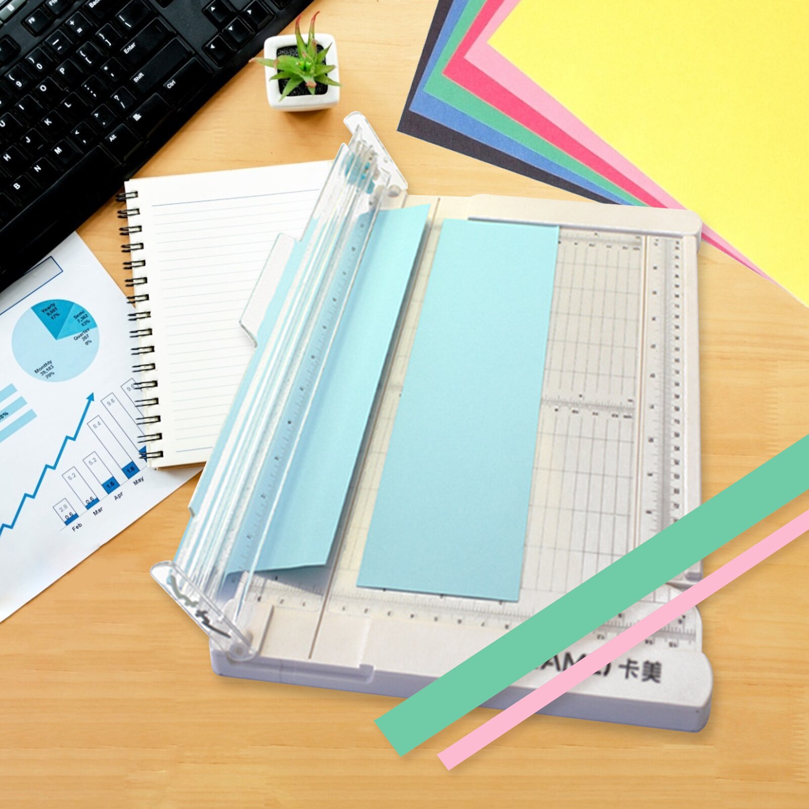 Mini Papier Trimmer Guillotine Cutter 6 Inch(152Mm) cut Lengte Desktop Papier Snijmachine Met Security Cutter Hoofd Side Heerser