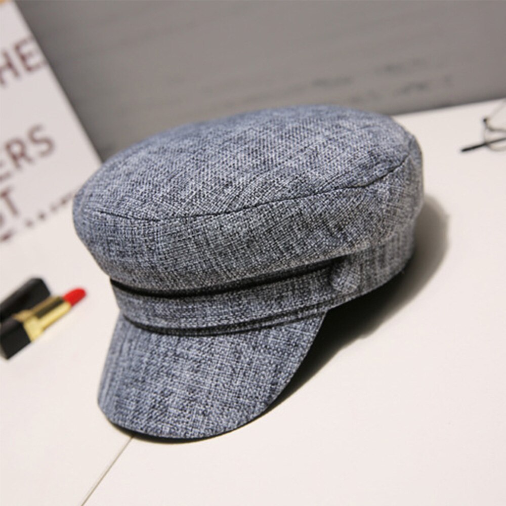 Mode Vrouwen Hoeden Achthoekige Platte Cap Elegante Dames Lente En Herfst Katoen Marine Hoeden Baretten Meisjes Effen Kleur Baret Hoeden: Grey