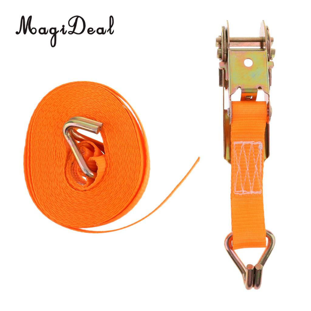 Magideal Hoge Sterkte Oranje Polyester 800Kg Tie Down Trailer Sjorren Ratchet Strap Webbing & Dubbele J Haak Tow Kit accessoires