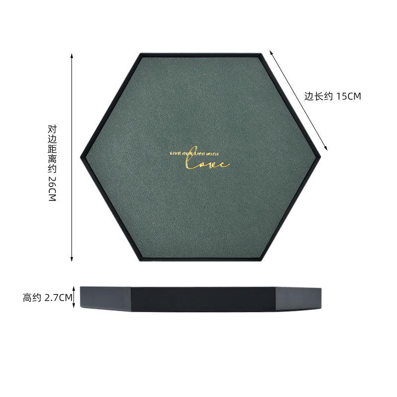 Geometrische Metall Ablage Leder Schlüssel Brieftasche Leder Lagerung Kasten Schreibtisch Kosmetische Fach Schmuck Anzeige Platte machen-hoch Veranstalter: Hexagon-L
