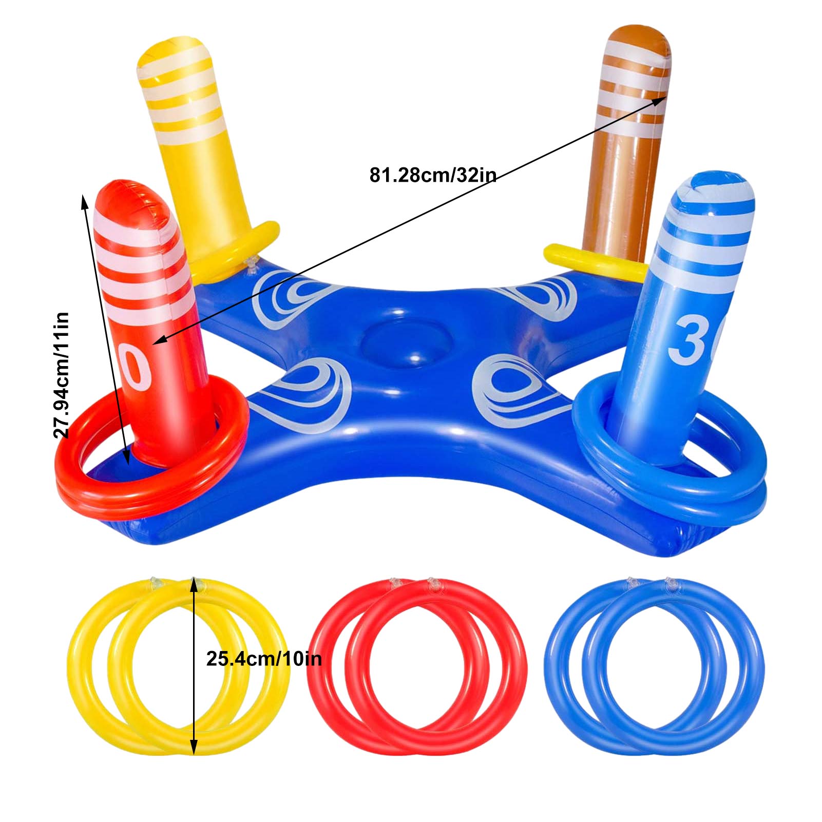 Inflatable Ring Toys Swimming Pool Floating Ring Summer Water Beach Cross Ring Toss Game With 6PCS Rings For Children Adults