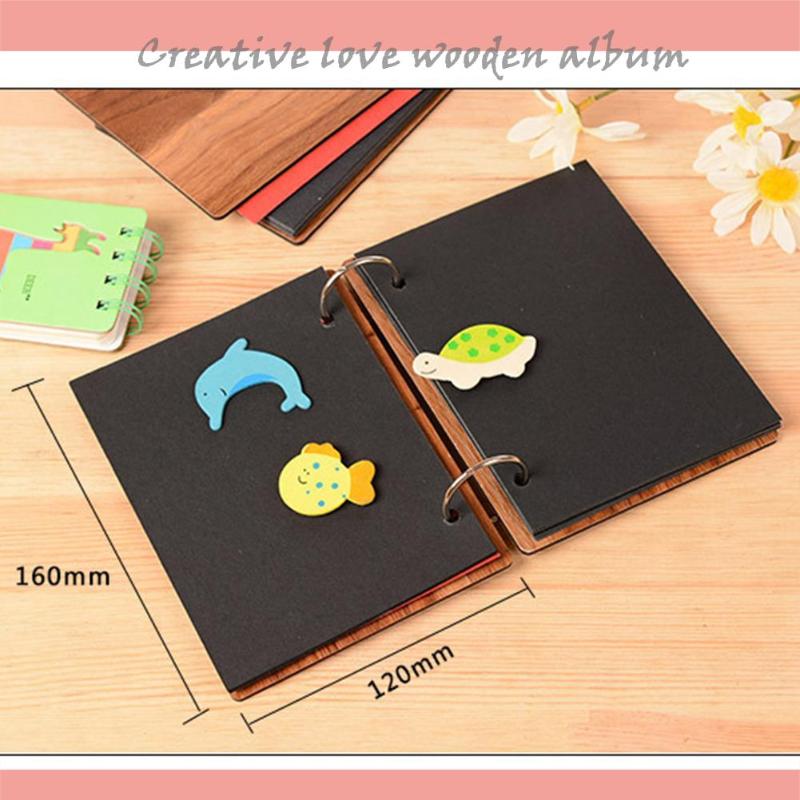 6 Inch Wooden Photo Album Loose-Leaf Scrapbook DIY Paste Classmates Notebook Retro Handmade Wedding Guestbook Graduation Album