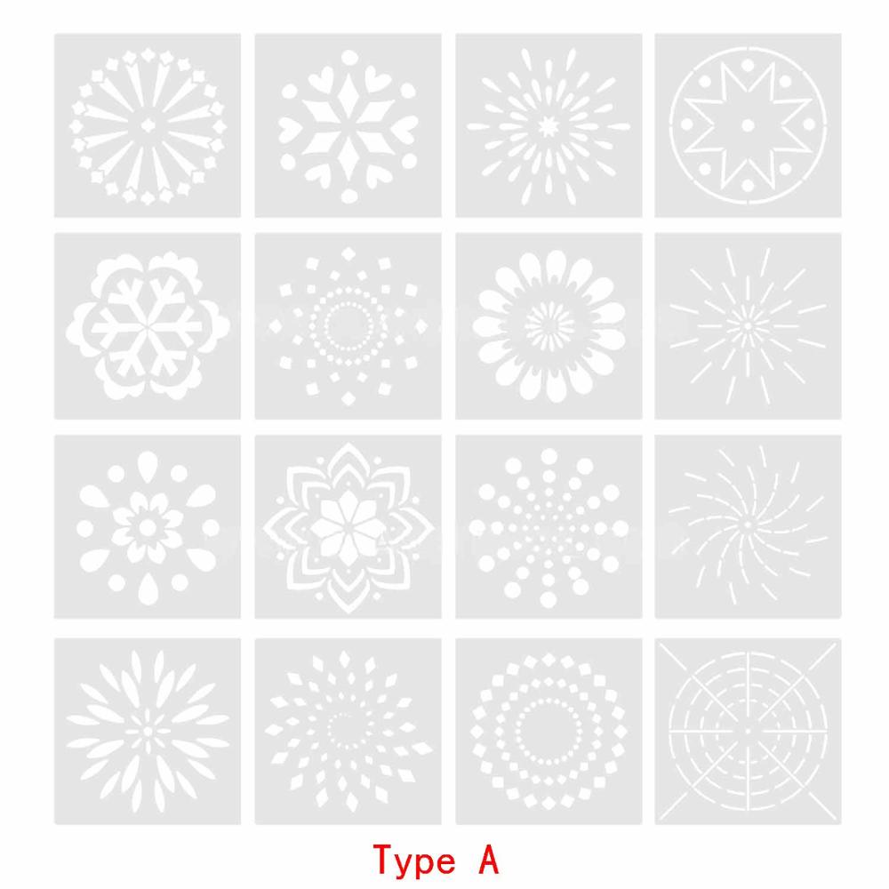 16 st mandala prickverktyg mallar stencilset själv för gör-det-själv måla rita rita konst hantverksprojekt tillbehör: Skriv a