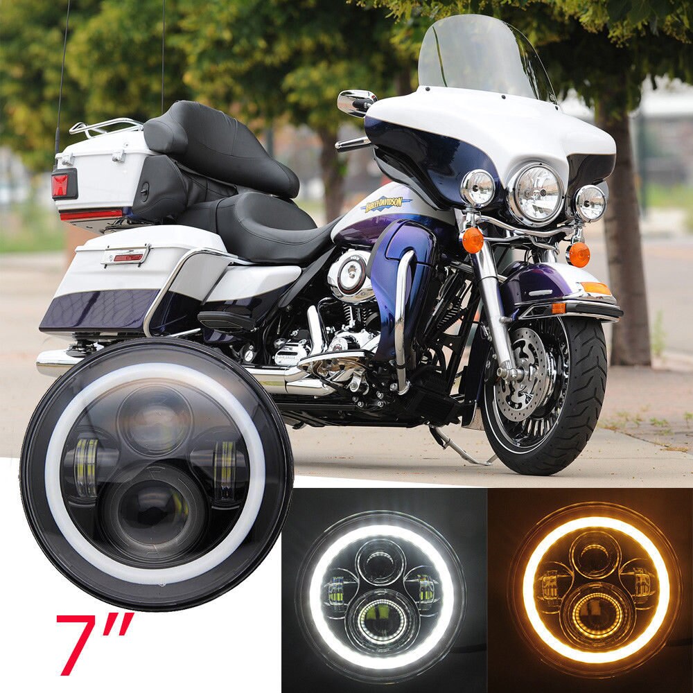 Faro LED de 7 pulgadas para motocicleta, alto y bajo de haz lámpara de luz, H4