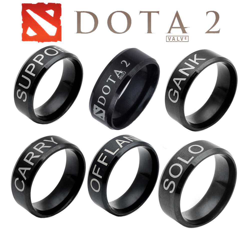 DOTA2-anillo de acero inoxidable para hombre, sortija metálica de posición de equipo, offroe CARRY GANK SOLO, para Fans, de joyería