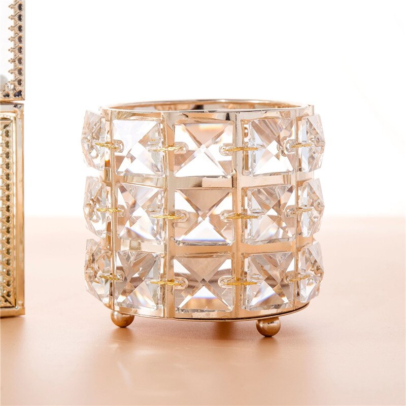 1 stykke krystal lysestage lysestage rør smykker opbevaringsboks hjem bryllupsfest desktop dekoration: 10 x 10 x 6.5cm